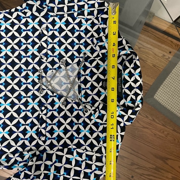 Beautiful WHBM geometric dress XXS belted elastic wrinkle free - Picture 10 of 11